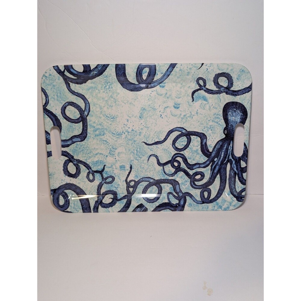Large Octopus Serving Platter blue melamine coastal tray Approx 15"x20"